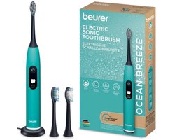 Beurer SC 50 Sonische Elektrische Tandenborstel – Ocean Breeze – 5 Poetsstanden – Druksensor & Timer – 22 dagen Accuduur - 2 Opzetborstels – USB Laadplaat – Gerecycled – 3 Jaar Garantie