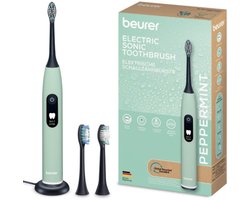 Beurer SC 50 Sonische Elektrische Tandenborstel – Peppermint – 5 Poetsstanden – Druksensor & Timer – 22 dagen Accuduur - 2 Opzetborstels – USB Laadplaat – Gerecycled materiaal – 3 Jaar Garantie