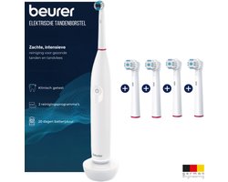 Beurer TB 30 Elektrische Tandenborstel – 2 Poetsstanden – Timer – 20 Dagen Accuduur – Compatibel met Oral-B Opzetborstels – Inclusief 1 Clean + 4 Sensitive Opzetborstels – Oplader – 3 Jaar Garantie