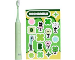 BOOMBRUSH Kiddy Brush - Elektrische Tandenborstel Kinderen - Sonische Tandenborstel incl. Stickers - Groen - 40 Dagen Batterij - Duurzaam