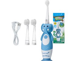 Brush-Baby | Electrische Oplaadbare Kindertandenborstel | WildOnes | Evie de Olifant | 0 - 10 jaar | 3 opzetborstels | 2 poetsstanden | Timer & Pulse | Disco licht | Zuignapvoet |
