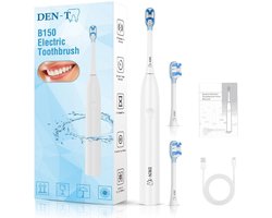 DEN-T B150 - Elektrische tandenborstel - Met poetsdruksensor - 3 Reinigingstanden 3 Snelheidsstanden - Wittere tanden - Mondhygiëne - Wit