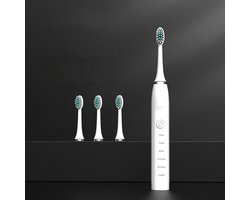 Draadloze elektrische tandenborstel - Tandenborstel - Tandenborstel elektrische - Inclusief 3 vervangende opzetstukken - Oplaadbaar - Waterdicht - Wit - ABS