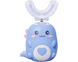 Elektrische kindertandenborstel met 3 reinigingsstanden U-vormige sonische tandenborstel oplaadbaar - Blauw