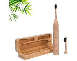 Elektrische Tandenborstel Bamboe – 5 Standen – Inclusief 2 Opzetborstels – Oplaadbaar via USB – Duurzaam & Milieuvriendelijk