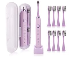 Elektrische tandenborstel - IPX7 waterdicht - Meerdere standen - Timer van 2 minuten - Herinnering na 30 seconden - Oplaadbare tandenborstel voor volwassenen - Met borstelkop - paars