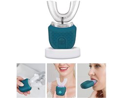 Elektrische ultrasone tandenborstel 360° Automatische tandenborstel U-vormige intelligente reinigingstandenborstel Draadloze tandenborstel, groen