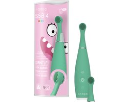 FOREO issa 4 baby – Silicium sonische tandenborstelset voor baby's, met dubbelzijdige haren, glimlachfunctie, tandvleesmassage, 12 maanden zorg met extra kop, 240 dagen batterij, reisdicht - Kiwi Green