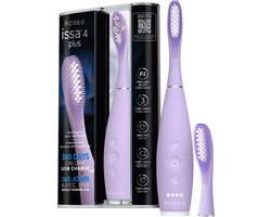FOREO issa 4 plus sonische elektrische tandenborstel – 4-in-1 AI-gestuurde oplaadbare set met extra siliconen- en polymeren borstelkop, zachte haren, tandenverlichting en ultra-hygiënische reiniging - Lavander