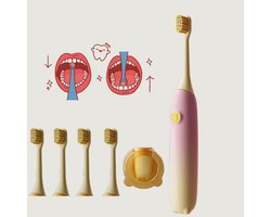 Gloovon® - Elektrische Tandenborstel Kind - Met slimme timer - 4 standen - Incl.4 opzetborstels - 4 t/m 8 Jaar - IPX7 - Verloop roze