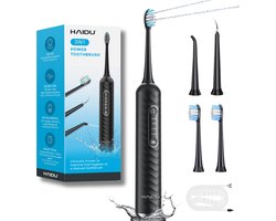 HAIDU 3 in 1 Elektrische Tandenborstel – 3 Verschillende Opzetstukken – 2 Opzetborstels – Zwart – Standaard Bundel
