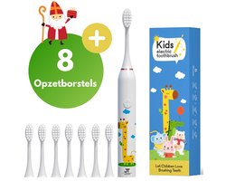 JT Products Sonische Elektrische Baby Tandenborstel Wit Giraffe – Vanaf 3 Jaar - Oplaadbaar - Met Timer - 5 Poetsstanden - Peuter - Kind - Waterdicht - Cadeau Baby - Elektrische Tandenborstel Kinderen - Kindertandenborstel - Electrische Tandenborstel