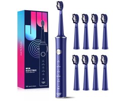 JTF Sonic J40 - elektrische tandenborstel - Blauw- Inclusief 8 opzetborstels - USB oplaadbaar - Ingebouwde 2 minuten smart timer - 5 poetsstanden