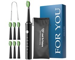 JTF Sonic J40 elektrische tandenborstel - Zwart - Inclusief 6 opzetborstels - Oplaadbaar - Ingebouwde 2 minuten smart timer - 5 poetsstanden