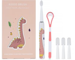 Kiddo Brush — Elektrische Tandenborstel voor Kinderen (4-15 jaar) | Dino | Inclusief 4 Opzetborstels & Tongscraper | 100 Dagen Accu | IPX7 Waterdicht | Type-C Opladen