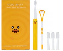 Kiddo Brush — Elektrische Tandenborstel voor Kinderen (4-15 jaar) | Eendje | Inclusief 4 Opzetborstels & Tongscraper | 100 Dagen Accu | IPX7 Waterdicht | Type-C Opladen