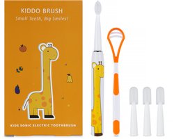 Kiddo Brush — Elektrische Tandenborstel voor Kinderen (4-15 jaar) | Giraffe | Inclusief 4 Opzetborstels & Tongscraper | 100 Dagen Accu | IPX7 Waterdicht | Type-C Opladen
