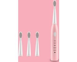 Krachtige automatische ultrasone elektrische tandenborstel, oplaadbaar via USB, afwasbaar, elektronische whitening nano tandenborstel, roze.