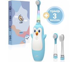 Loby Pïnguin - Elektrische tandenborstel kind - Baby tandenborstel - Oplaadbaar en met Smart™ Timer - Blauw - 0 t/m 6 Jaar