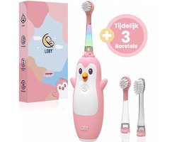Loby Pïnguin - Elektrische tandenborstel kind - Baby tandenborstel - Oplaadbaar en met Smart™ Timer - Roze - 0 t/m 6 Jaar