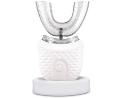 longziming -U-Vormige Elektrische Tandenborstel voor Volwassenen – Automatische 360° Reiniging met Siliconen Borstelkop – 3 Poetsstanden, Blauw LED-licht & Draadloos Opladen – IPX7 Waterdicht