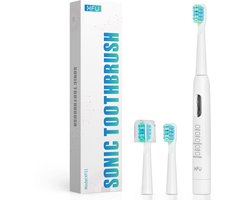 Namajunas - Elektrische Tandenborstel - Opzetborstels - Sonic elektrische tandenborstel op batterijen voor volwassenen en kinderen - 3 Dupont-opzetborstels - Ingebouwde 2-minuten timer - Wit