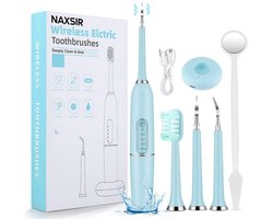 NAXSIR Elektrische Tandenreiniger Set - Slimme Tandenborstel - Verwijder Tandsteen & Tandplak - Mondverzorging voor Wit Gebit,blauw