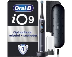 Oral-B iO 9 elektrische tandenborstel - zwart - Bluetooth verbonden, 1 opzetborstel, 1 oplader reisetui, 1 magnetisch etui