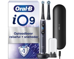 Oral-B iO 9N Elektrische Tandenborstel - Zwart - inclusief Oplaadreisetui en Opzetborstelhouder en extra Opzetborstel