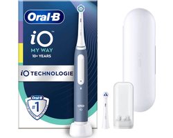 Oral-B iO My Way Elektrische Tandenborstel – 4 Reinigingsstanden – Mondverzorging – Extra Opzetborstel – Geschikt voor Beugels – Inclusief Reisetui – Ontworpen door Braun – Ocean Blue