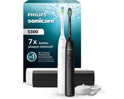 Philips Sonicare 5300 Series - Elektrische Tandenborstels - Wit & Zwart - Duopack- 2 reisetuis - Wittere tanden - HX7109/01