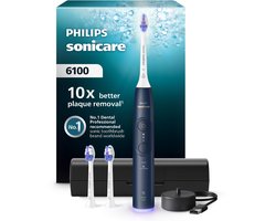 Philips Sonicare 6100 Series - Elektrische tandenborstel - Blauw - Gevoelige tanden - 3 Opzetborstels - HX7403/01