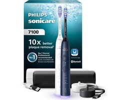 Philips Sonicare 7100 series - Elektrische Tandenborstel - Wit & Blauw - Duopack - Reisetui - Gezonder tandvlees - HX7429/01