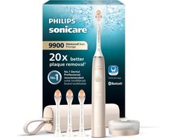 Philips Sonicare DiamondClean Prestige 9900 – Elektrische Tandenborstel met SenseIQ – AI - Champagne - 4 Opzetborstels - HX9992/44