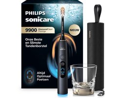 Philips Sonicare Next-Generation DiamondClean 9900 Prestige Elektrische Tandenborstel – met SenseIQ Technologie, Volledige Poetsbegeleiding en Smart Pressure Feedback, Quartz Black , HX9813/92