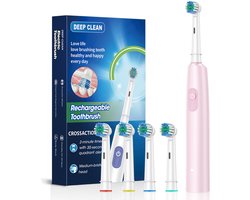 Roterende elektrische tandenborstel, snel opladende tandenborstel, mondverzorging, nieuw product - roze, vier koppen