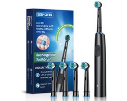 Roterende elektrische tandenborstel, snel opladende tandenborstel, mondverzorging, nieuw product - zwart, vier koppen