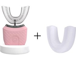 ROZE Sonische Elektrische Automatische Tandenborstel U Vorm 360 Graden+1 EXTRA U-Vormige Beet+ Usb-Oplaadbare SPA-model 24000 RPM Massage Tandvlees 3 modi Tand Whitening- 36000 RPM Koud Blauw UV Licht- Intelligente Oplaadbare Tandenborstel 4 Brush