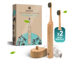 Sanitos Bamboe Elektrische Tandenborstel - Eco-vriendelijke & Duurzame Elektrische Tandenborstel met bamboe stijl handvat - Natuurlijke Bamboe Tandenborstel.