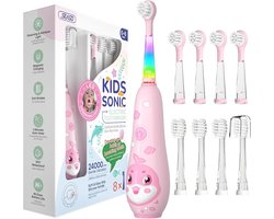 Seago® elektrische tandenborstel voor baby’s en peuters met 8 vervangbare opzetborstels | Lange batterijduur tot 60 dagen | Zachte borstelharen | Voor kinderen van 0–6 jaar