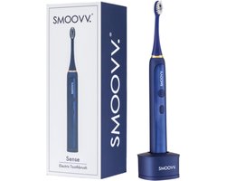 Smoovv Sense Elektrische Tandenborstel - Sonische Tandenborstel - 3 Poetsstanden - 5 intensiteiten - 4 x 30 sec. timer - 30 dagen batterij - Luxe design - USB-oplaadstation - IPX7 waterdicht - Inclusief opzetborstel - Blauw