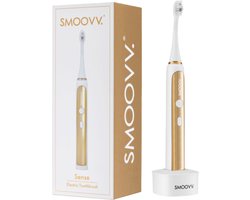 Smoovv Sense Elektrische Tandenborstel - Sonische Tandenborstel - 3 Poetsstanden - 5 intensiteiten - 4 x 30 sec. timer - 30 dagen batterij - Luxe design - USB-oplaadstation - IPX7 waterdicht - Inclusief opzetborstel - Wit en Goud