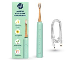 Smyle Sonische Elektrische Tandenborstel met Lange Batterijduur en Druksensor - Duurzaam en Effectief Poetsen - Mint Groen