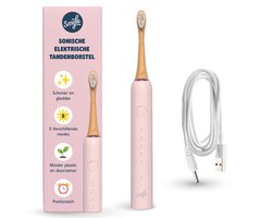 Smyle Sonische Elektrische Tandenborstel met Lange Batterijduur en Druksensor - Duurzaam en Effectief Poetsen - Rose