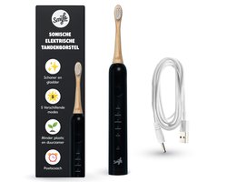 Smyle Sonische Elektrische Tandenborstel met Lange Batterijduur en Druksensor - Duurzaam en Effectief Poetsen - Zwart
