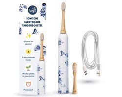 Smyle Sonische Elektrische Tandenborstel met USB-C Oplader, 2 Opzetborstels, Lange Batterijduur en Druksensor - Duurzaam en Effectief Poetsen- Delfstblauw