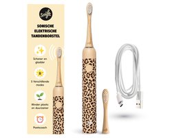 Smyle Sonische Elektrische Tandenborstel met USB-C Oplader, 2 Opzetborstels, Lange Batterijduur en Druksensor - Duurzaam en Effectief Poetsen - Panter