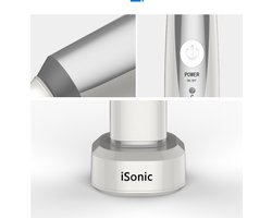 SONIC tandenborstel - Elektrische tandenborstel - 1 handvat en 2 opzetborstels - wit/zilver - ook voor kinderen