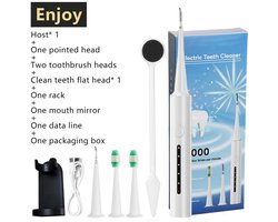 Tandplakverwijderaar - Tandsteenverwijderaar voor tanden, Tandsteenverwijderaar Tandenreinigingsset 4 snelheidsmodi met 4 verwisselbare koppen, IPX6 waterdicht