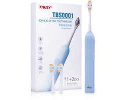 Truly TBS0001 - Elektrische Tandenborstel - IPX7 - 3 Poetsstanden - Inclusief 3x Opzetborstels - Draadloos Oplaadbaar - Blauw